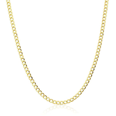 14K Gold 3.5mm Cuban Curb Chain (Hollow) 18"-26"