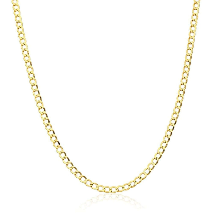 14K Gold 3.5mm Cuban Curb Chain (Hollow) 18"-26"