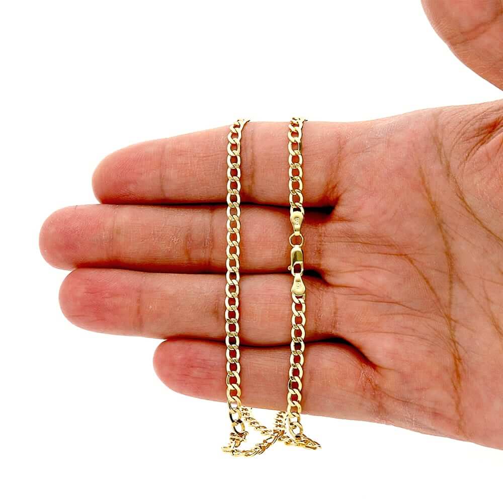 14K Gold 3.5mm Cuban Curb Chain (Hollow) 18"-26"