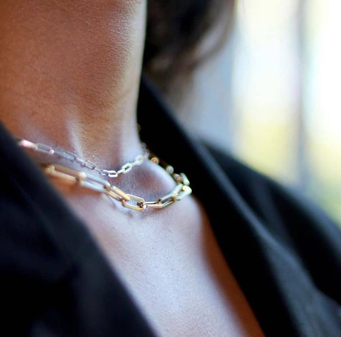 14K Yellow Gold 4mm Paperclip Elongated Chain (Hollow) 16"-30"