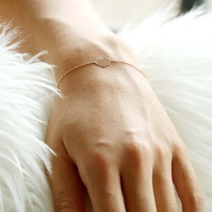 14K Real Gold White Rose Cable Heart Friendship Bolo Bracelet 9.25" Adjustable