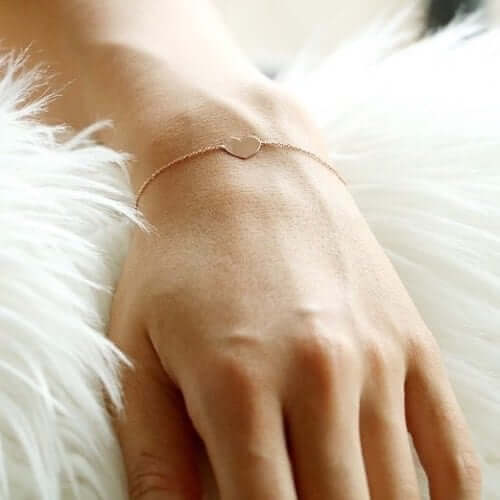 14K Yellow White Rose Gold Cable Heart Friendship Bolo Bracelet (Hollow) 9.25" Adjustable