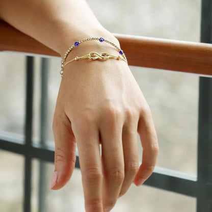 14K Gold Wheat Diamond-Cut Infinity Friendship Bolo Bracelet 9.25" Adjustable