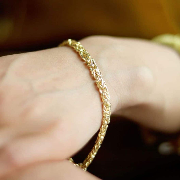 14K Yellow Gold 6mm Byzantine Bracelet (Hollow) 7.5"-8"