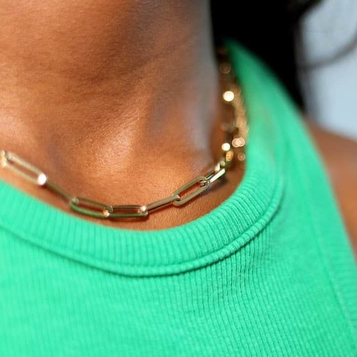14K Yellow Gold 4mm Paperclip Elongated Chain Necklace 16"-30"