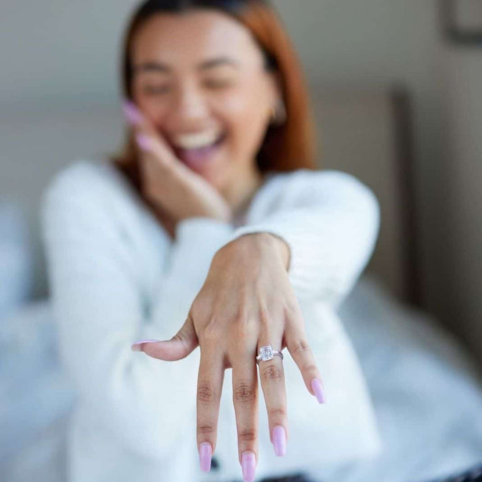 3.30CTW Radiant-Cut CZ 3-Stone 14K Gold White Engagement Ring