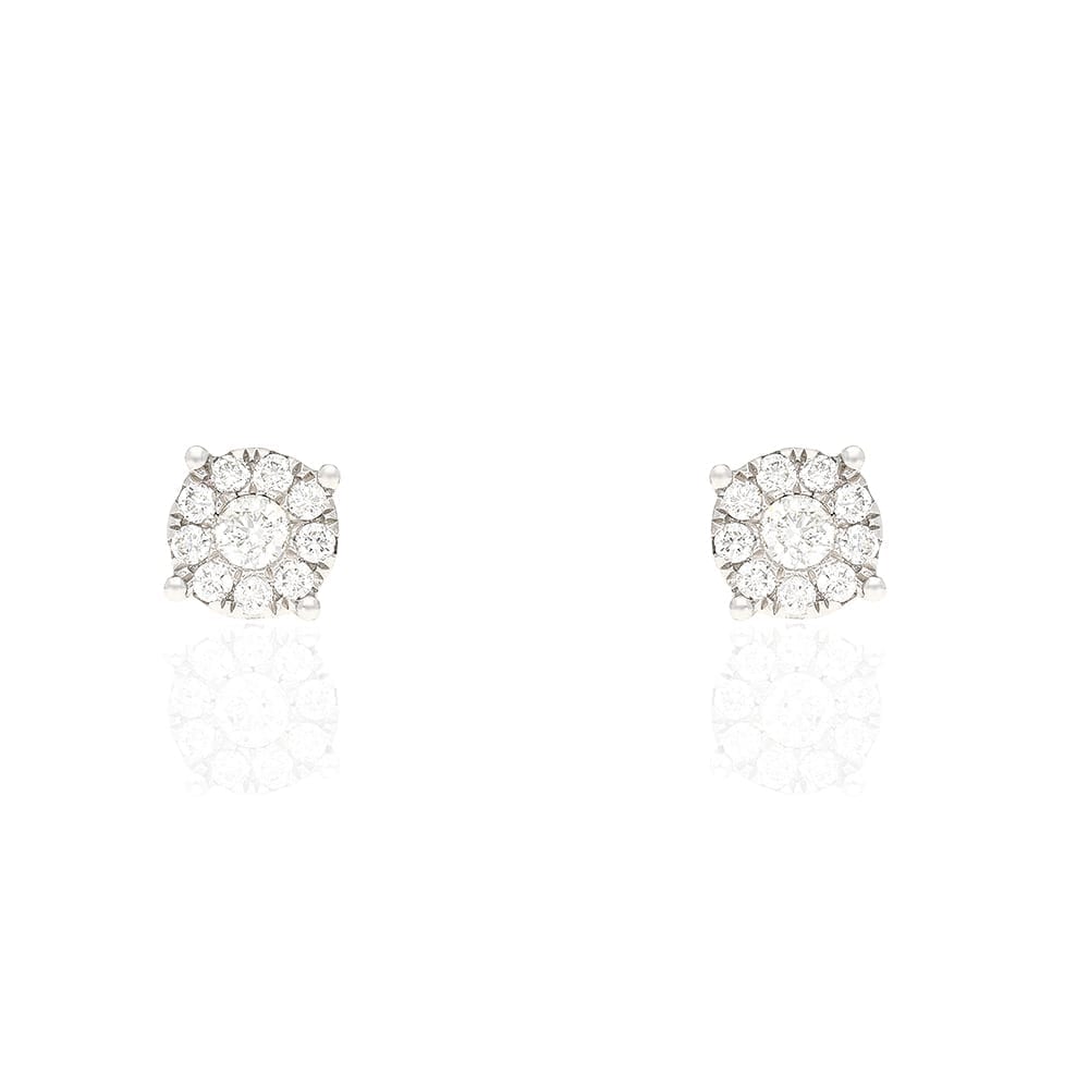 0.45Ct Real Diamond 14k White Gold Stud Round Earrings Screwback 6mm