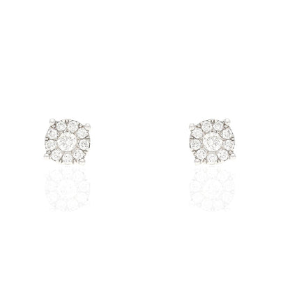 0.45Ct Real Diamond 14k White Gold Stud Round Earrings Screwback 6mm