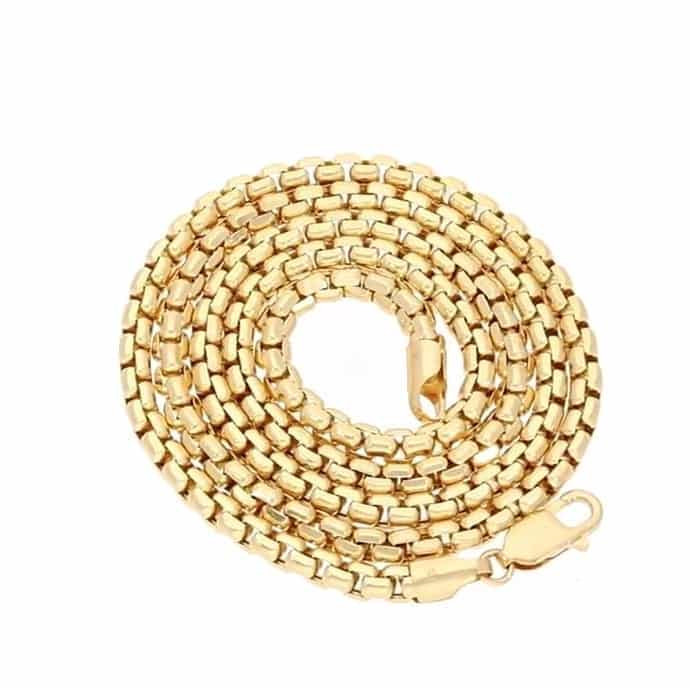 10K Yellow Gold 5mm Round Box Chain (Solid Links) 24"-26"