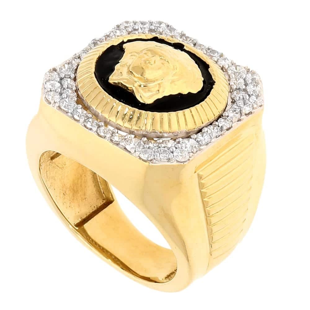 10K Real Gold 1CTW CZ Medusa Head Signet Ring