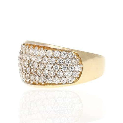 10k Gold Yellow Micro Pave Created Diamond Unisex Signet Ring Size 5-8