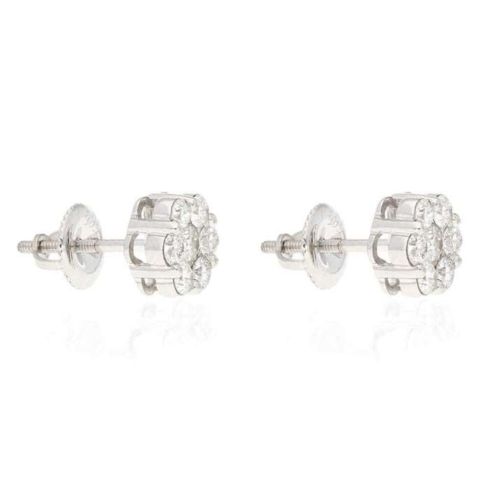 1.10Ct Natural Diamond 14k White Gold Cluster Stud Earrings 8mm