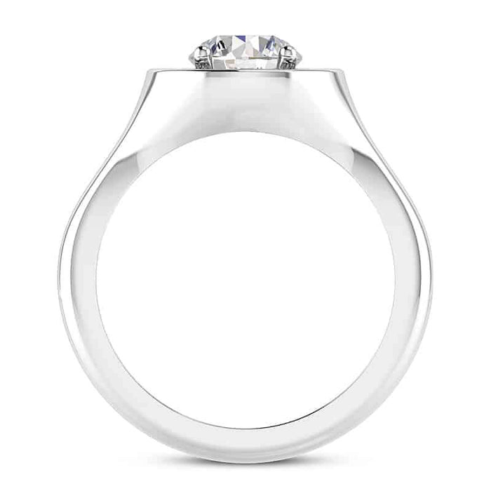 1.80CTW Natural Diamond and Moissanite Bezel 14K Gold White Halo Engagement Ring