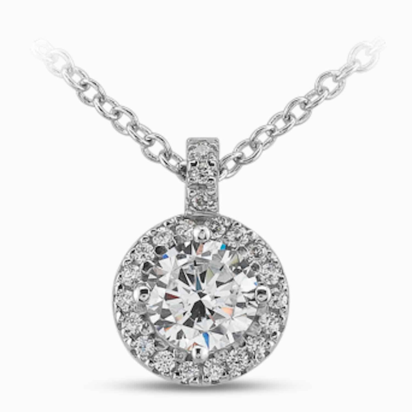 1.10CTW Real Diamond & Moissanite 14K Real Gold Round Halo Pendant 0.5"