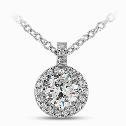 1.10CTW Real Diamond & Moissanite 14K Real Gold Round Halo Pendant 0.5"