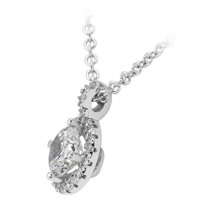 1.10CTW Natural Diamond & Moissanite 14K Gold Round Halo Pendant 0.5"