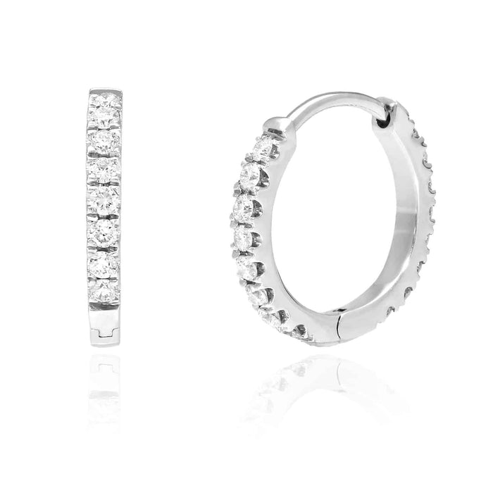 18K Yellow White Gold 0.15CT. TW Lab-Grown Diamond Huggie Hoop Earrings 0.5"