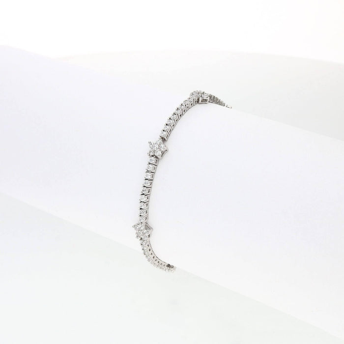 Sterling Silver Emerald Ruby Sapphire Tourmaline Zircon Flower Tennis Bracelet 7"