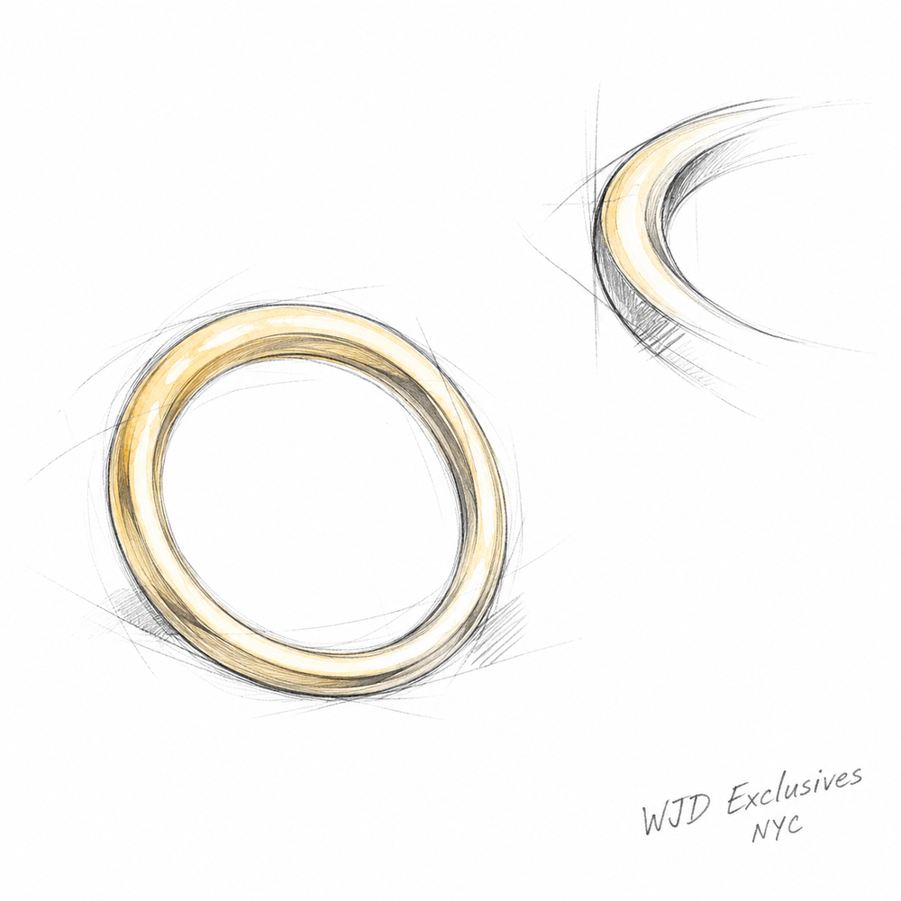 Design concept for 10K yellow gold open-circle stud earrings.
