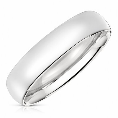 14K White Gold 5mm Comfort Fit Wedding Band Ring