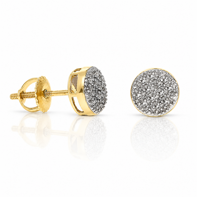 .10CTW Natural Diamond 10K Yellow Gold Pave Round Cluster Stud Earrings 7mm