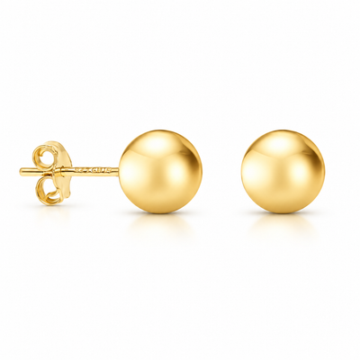 14K yellow gold over sterling silver ball stud earrings