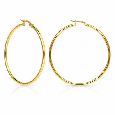 Yellow Gold Over 925 Sterling Silver Hoop Earrings