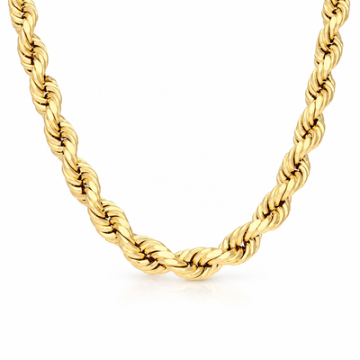 10K yellow gold hollow rope chain