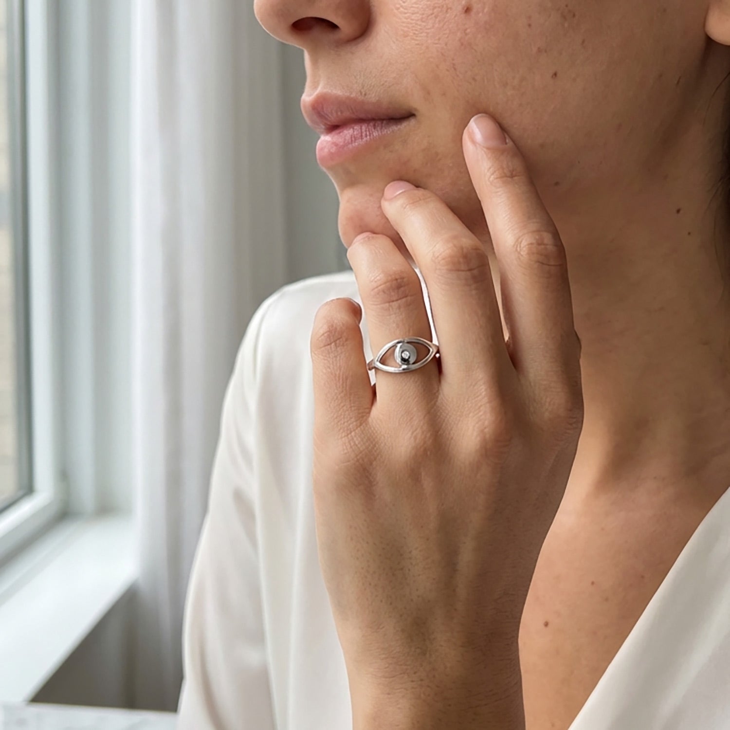 Bague D'orteil Argent Sterling Oeil Grec CZ - Clair - Neuve Avec étiquette