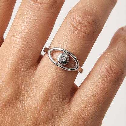 925 Sterling Silver CZ Evil Eye Ring