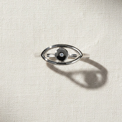 925 Sterling Silver CZ Evil Eye Ring