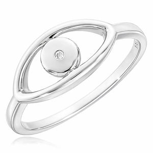 925 Sterling Silver CZ Evil Eye Ring