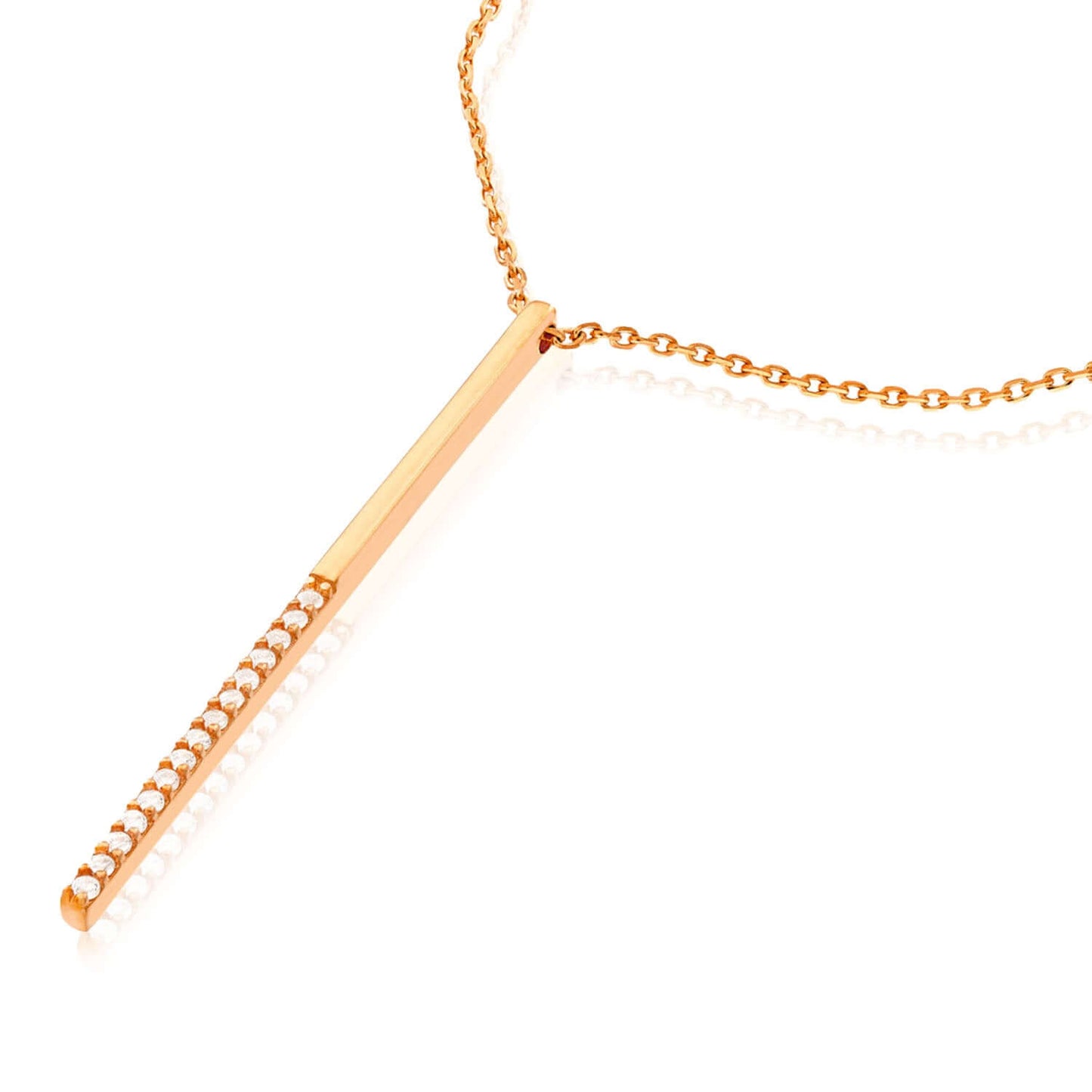 Yellow White Rose Gold Over Sterling Silver CZ Bar Lariat Necklace (Solid Links) 16" - 18" - WJD Exclusives