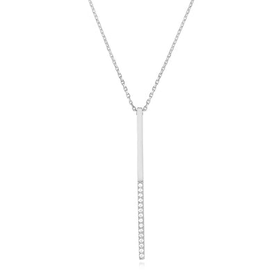 Yellow White Rose Gold Over Sterling Silver CZ Bar Lariat Necklace (Solid Links) 16" - 18" - WJD Exclusives
