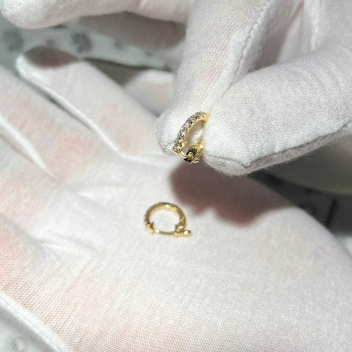 0.30CTW Lab - Grown Diamond 14K Yellow Gold, White, Rose Huggie Hoop Earrings 14mm - WJD Exclusives