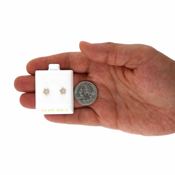 14K Yellow Gold Diamond-Cut Color Gemstone Little Star Stud Earrings