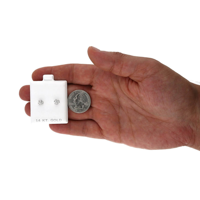 14K White Gold Open Flower Bezel Set Gemstone Kids Screw Back Stud Earrings