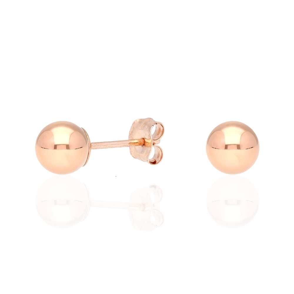 14k Rose Gold Polished Ball Push Back Stud Earrings 3mm-10mm | WJD ...