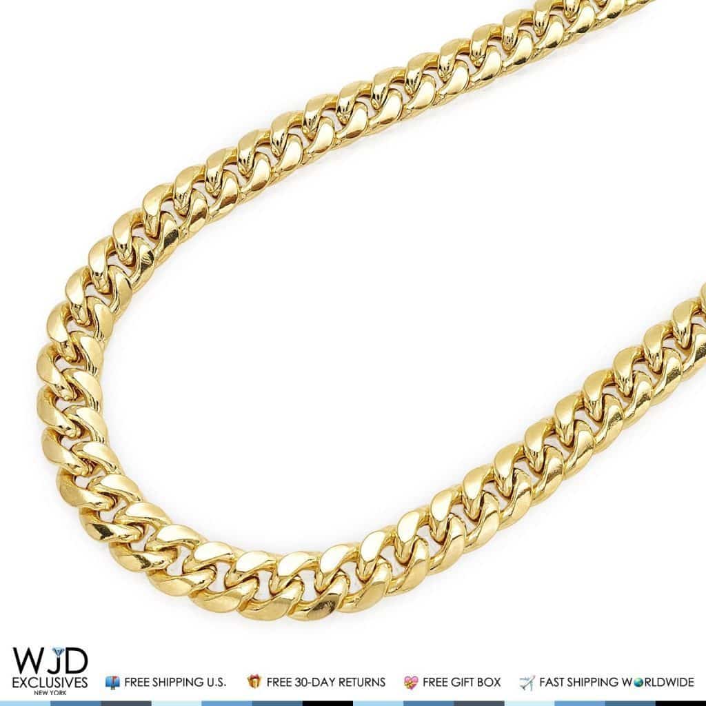 14K Yellow Gold Miami Cuban 10mm Wide Chain Necklace 26″ | WJD Exclusives