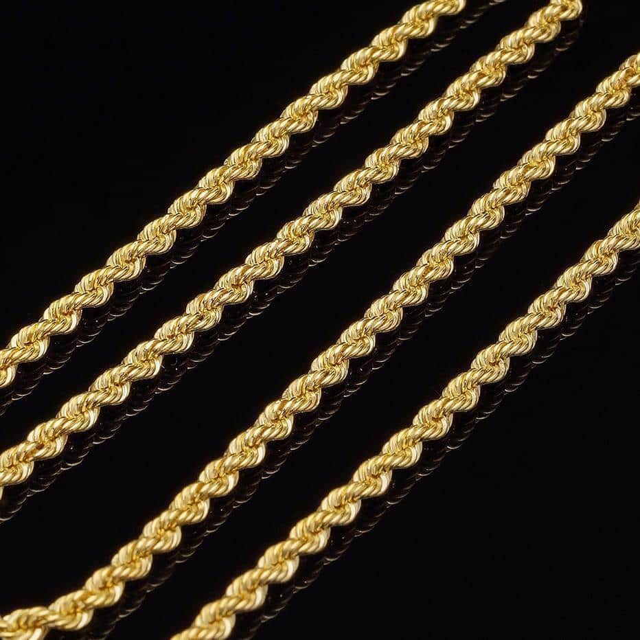 14K Yellow Gold 4mm Hollow Rope Link 