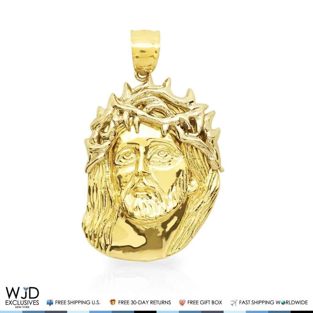 10K Solid Yellow Gold Jesus Face Head 